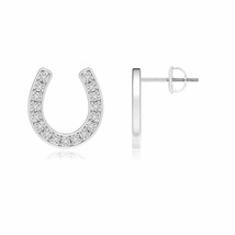 Authenticity Guarantee 
ANGARA Pave-Set Diamond Horseshoe Stud Earrings in 14... - £669.56 GBP