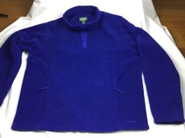 LL BEAN Mens SZ L-reg Blue Snap Pullover Fleece Jacket Zip Pockets - £22.87 GBP