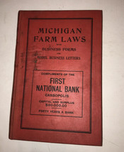 Michigan Farm Laws Compliments Of First National Bank HC Book 1908 - £36.28 GBP