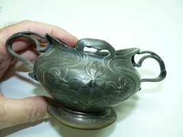 Antique c1900 WMF Marked Art Nouveau Silver-Plated Pewter Handled Jug, W... - $78.20
