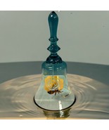 Vtg Blue Gold Flower Mouth Blown Bell by Crystal Clear Glass Made In Hun... - €14,34 EUR
