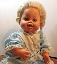 Vintage 15&quot; Tall Baby Doll Blonde Rooted HAIR/BLUE Eyes Ideal Rub A Dub Dolly - £20.14 GBP