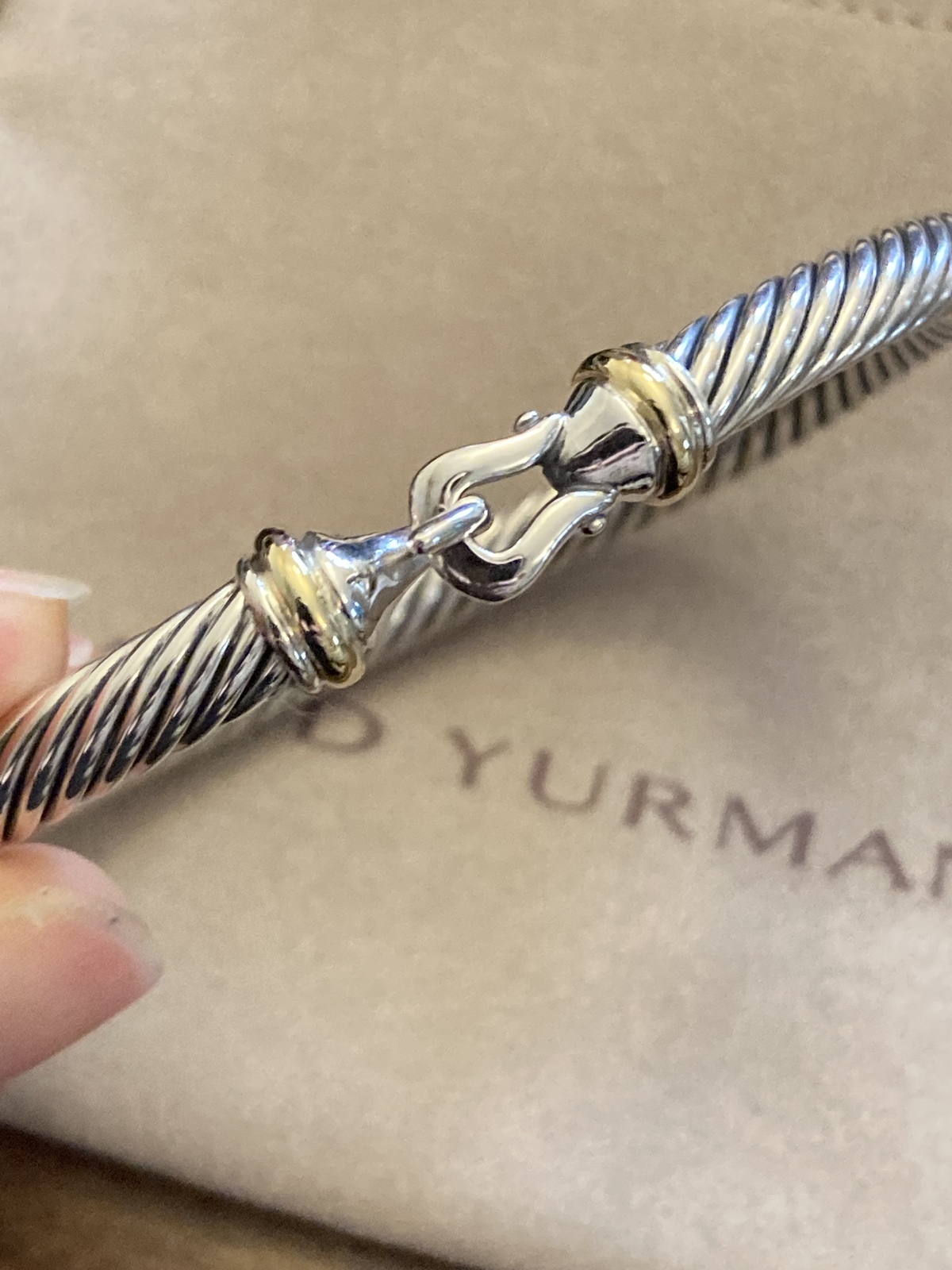 Primary image for PREVIOUSLY used David Yurman Buckle  5mm Bracelet With 18K Gold  LARGE SIZE 