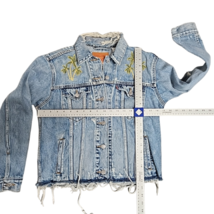Womens Levi's Denim Trucker Jacket Embroidered Palm Trees Distressed Small image 9