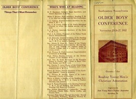 1932 YMCA Older Boys Conference Brochure Reading Pennsylvania  - £34.79 GBP
