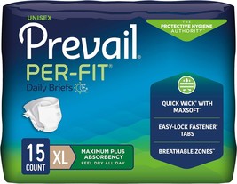 Prevail Per-Fit Incontinence Briefs, Maximum Plus Absorbency, X-Large, 15 Count - £28.76 GBP