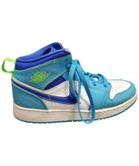Air Jordan 1 Mid Athletic Sneaker Youth Size 6.5 Blue Leather Lace Up DA... - $51.07