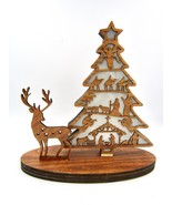 Decorative Christmas Tree Light Box Laser Wood Cutout w/ Stand 11&quot;x10&quot; -... - £23.64 GBP