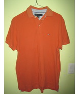 TOMMY HILIGER ORANGE POLO Short Sleeve Collared Shirt Sz Small 100% Cotton - £19.68 GBP