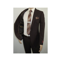 Men Suit BERLUSCONI Turkey 100% Italian Wool Super 180's #Ber30 Brown/Burgundy image 6