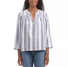 Splendid Women&#39;s Size XL V Neck White Striped 3/4 Sleeve Top Blouse NWT - £5.72 GBP