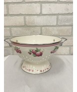 9&quot; Vintage Enamelware Colander Sieve, White with Fruit Designs - £13.36 GBP