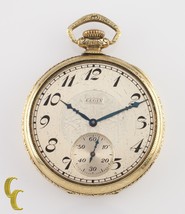 Elgin Antique Open Face Gold Filled Pocket Watch Gr 345 Size 12 17 Jewel - £436.34 GBP