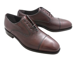 Handmade Burgundy Shoes, Men&#39;s Formal Cap Toe Leather Shoes - £115.72 GBP