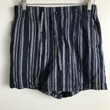 Uniqlo Linen Shorts S Blue Stripe Drawstring Hi Rise Woven Chambray Ligh... - $12.09