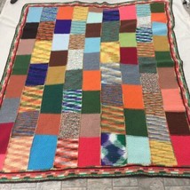 Hand Made Knitted Vintage Classic Patch 66x58 Blanket - £38.20 GBP