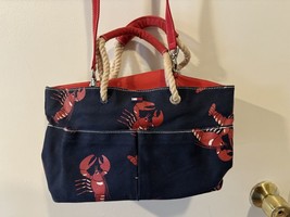 Vintage Tommy Hilfiger Blue Nautical Beach Lobster Satchel Sm Purse Handbag Bag - £21.42 GBP
