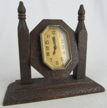 Antique Lux clock mfg co BOUDIOR desk mantel Waterbury GOLD FACE patina - £41.10 GBP