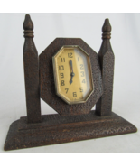 Antique Lux clock mfg co BOUDIOR desk mantel Waterbury GOLD FACE patina - £40.42 GBP