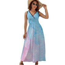 Mondxflaur Pink and Blue Summer Dresses for Women V-neck Sleeveless Long Dress - £28.76 GBP+