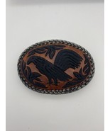 VTG Leather Crow Hawk Braided Belt Buckle Native American Western Cowboy  - $27.99