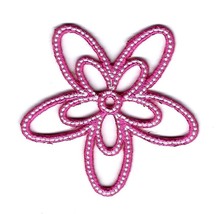 2.5X2.5&quot;  pink Flower outline IRON ON SEW ON PATCH embroidered double pe... - $6.64
