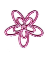 2.5X2.5&quot;  pink Flower outline IRON ON SEW ON PATCH embroidered double pe... - $6.64