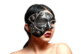Scratch &amp; Dent Metallic Steampunk Phantom Half Face Masquerade Mask - £15.28 GBP