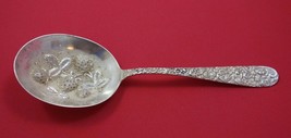 Repousse by Jenkins &amp; Jenkins Sterling Silver Berry Spoon w/ Strawberries 8 3/4&quot; - £241.05 GBP