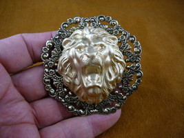(b-lion-601) Lion head wild Big cats cat roaring brass pin pendant I lov... - £20.09 GBP