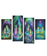 NEW! Ready To Hang Multi-Piece Cosmic Froggies Wrapped Canvas WOW!  - £70.69 GBP