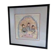VTG P Buckley Moss Amish Girls Story Time LE Storyteller 112/1000 Framed Print - £193.80 GBP