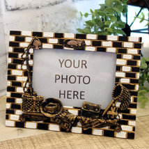 Courtly Picture Frame Black and White Check Decor Cabin Fishing Outdoor Theme - £32.93 GBP