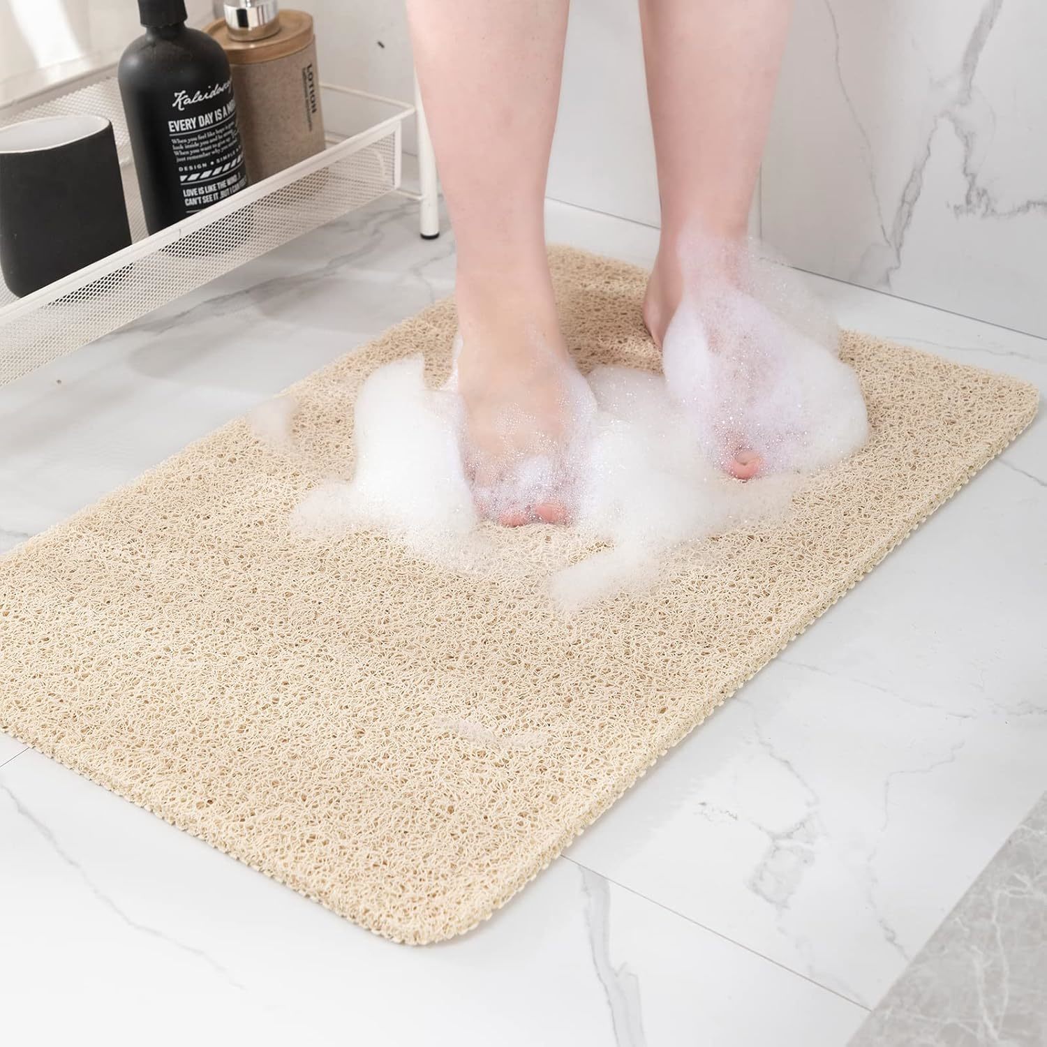 Non Slip Bathtub Mat, Anti Slip Shower Mat, Fast Drying Bath, Beige 24X1... - $35.95