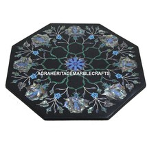 12&quot; Marble Beautiful Tile Pauashell Precious Inlay Floral Work Wall Deco... - £264.43 GBP