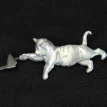 Cat Chasing Butterfly Pin Brooch Jonette Jewelry J&amp;J the Butterfly Moves - $15.67