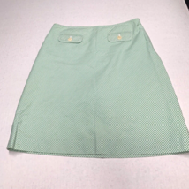 J Crew Womens 4 P Green White Striped Lined Skirt 2 pocket Front Mid Thi... - $13.85