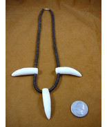 (#G159-905) THREE 1-7/8&quot; GATOR Alligator T**TH  water buffalo NECKLACE - $1,546.30 MXN
