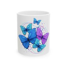 Butterfly Dream Ceramic Mug Colorful Butterflies Blue &amp; Purple Nature Lo... - $14.20+