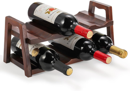 Countertop Wine Rack, 8 Bottles Wooden Wine Holder Stand, 2 Tier Free Standing W - £33.32 GBP