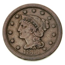 1854 1C Large Cent in Very Fine VF Condition, All Brown Color, Nice Detail - £31.94 GBP