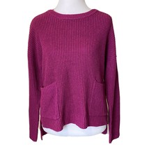 New MELLODAY Sweater Womens Small Berry Purple Crew Neck Two Pocket Knit  - £18.94 GBP