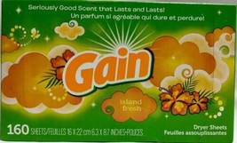 Gain Fabric Softener Dryer Sheets Island Fresh Scent 160 Count - £16.47 GBP