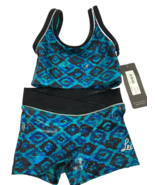 Leo Aztec Print Dance Shorts and Crop Bra Top, Blue and Black, Girls XS,... - $270.65 MXN