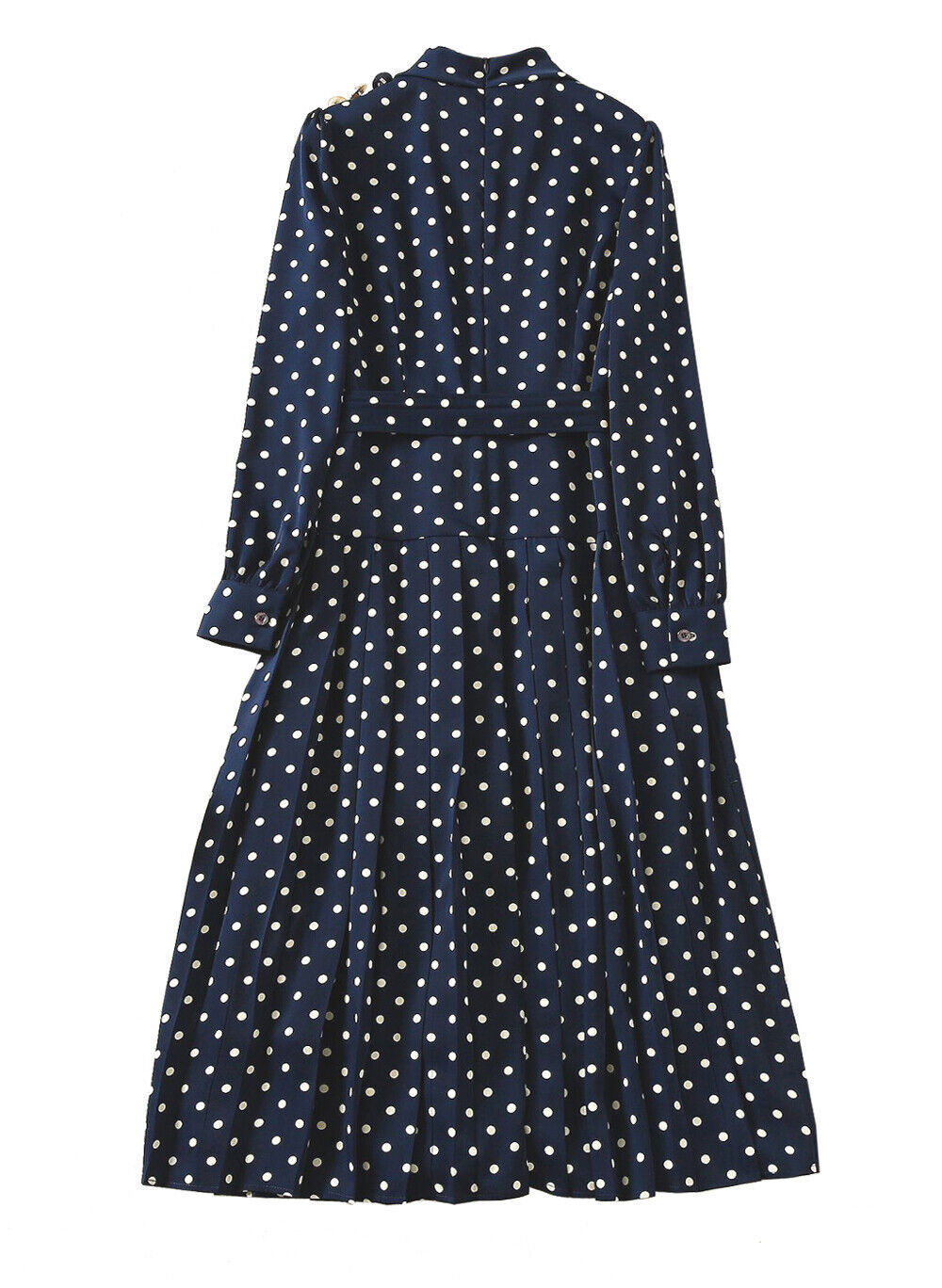 Kate Middleton Inspired Victorian Navy Polka Dot Print Puffy Pleated Dress OZ Item image 3