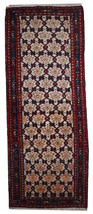 Hand made vintage Persian Hamadan runner 2.6&#39; x 6.8&#39; (80cm x 207cm) 1960... - $885.00