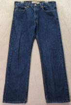 Levi&#39;s 505 Jeans Men&#39;s Size 34 Blue Denim Cotton Pockets Flat Front Straight Leg - £19.53 GBP