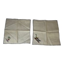 Vintage Hand Stitched Mexican Sombrero Donkey Lot 2 hankies kitchen napkins - £12.89 GBP