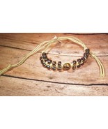 Bracelet Hemp Bead Brown Beige Adjustable Closure Upcycled Handmade  - $8.00