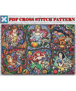 Disney Princess Stained Glass Counted PDF Cross Stitch Pattern Needlewor... - $6.88 CAD